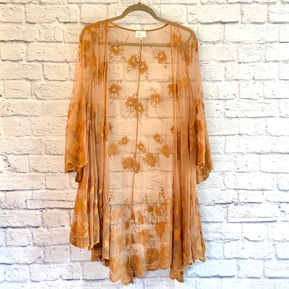 SHEER LACE COPPERY COLOR KIMONO